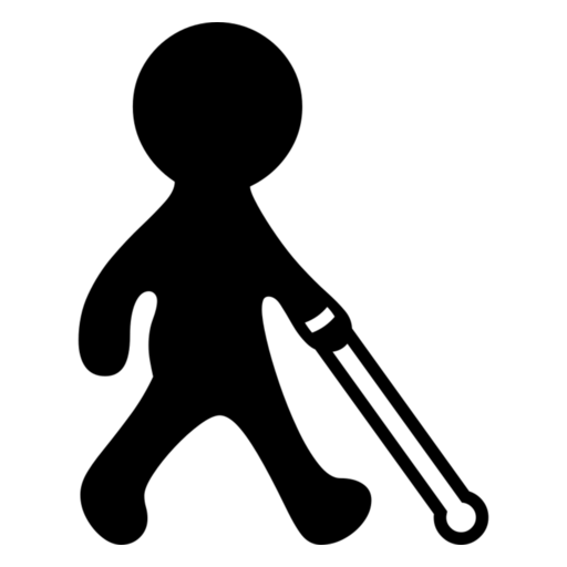 Person with White Cane Facing Right: Light Skin Tone