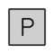 Großbuchstabe P In Blauem Quadrat