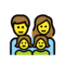 Familie: Mann, Frau, Mädchen, Mädchen
