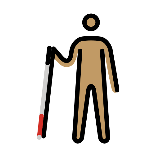 Mann Mit Blindenstock: Mittlere Hautfarbe