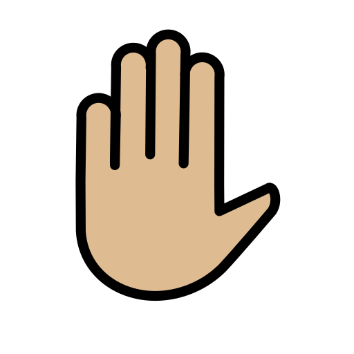 Erhobene Hand: Mittelhelle Hautfarbe