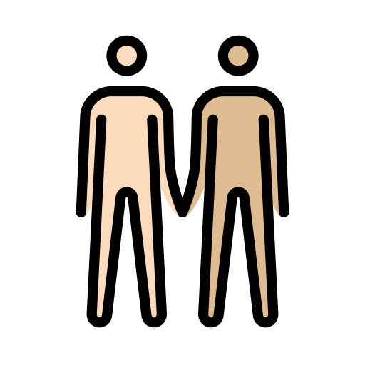 手拉手的两个男人：较浅肤色，中等浅肤色