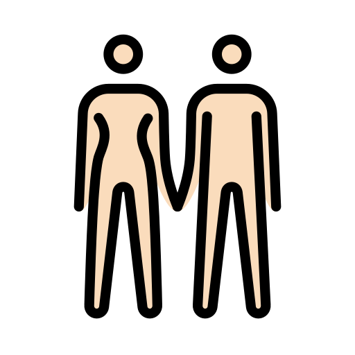 手拉手的一男一女：较浅肤色