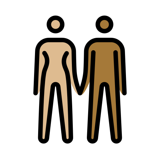 手拉手的一男一女：中等浅肤色，中等深肤色