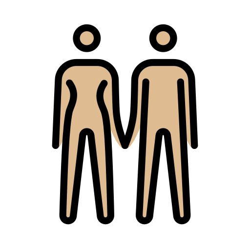 手拉手的一男一女：中等浅肤色
