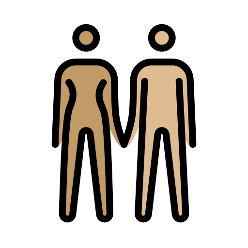 手拉手的一男一女：中等肤色，中等浅肤色