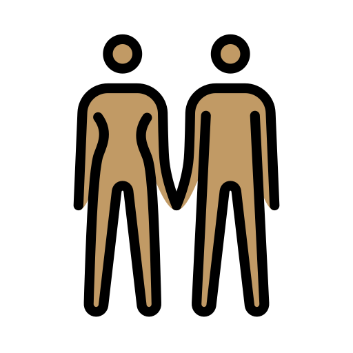 手拉手的一男一女：中等肤色