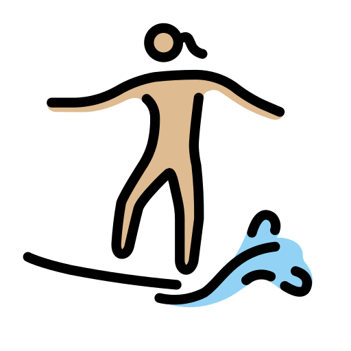 女生冲浪：中等浅肤色