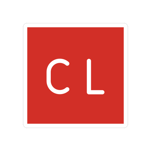 Großbuchstaben CL In Rotem Quadrat Großbuchstaben CL In Rotem Quadrat
