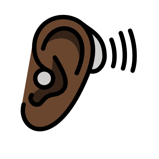 Ear with Hearing Aid: Dark Skin Tone