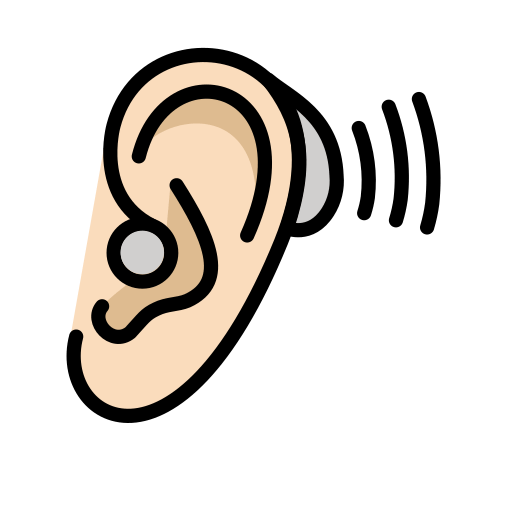 Ear with Hearing Aid: Light Skin Tone