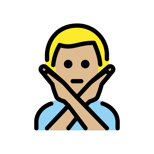 Man Gesturing No: Medium-Light Skin Tone