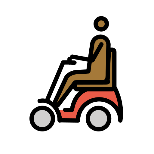 Man in Motorized Wheelchair: Medium-Dark Skin Tone