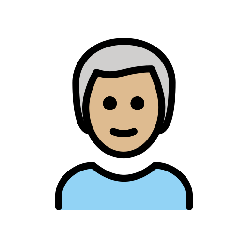 Man: Medium-Light Skin Tone, White Hair