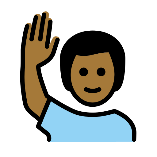Man Raising Hand: Medium-Dark Skin Tone