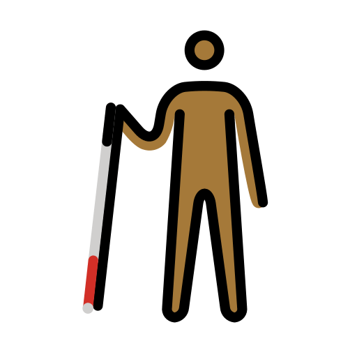 Man with White Cane: Medium-Dark Skin Tone
