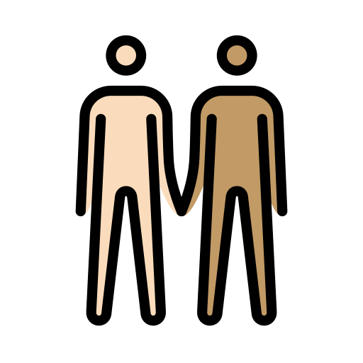 Men Holding Hands: Light Skin Tone, Medium Skin Tone