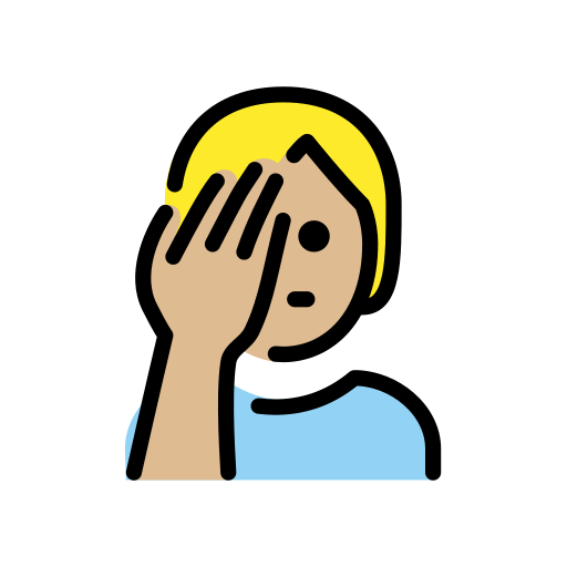 Person Facepalming: Medium-Light Skin Tone
