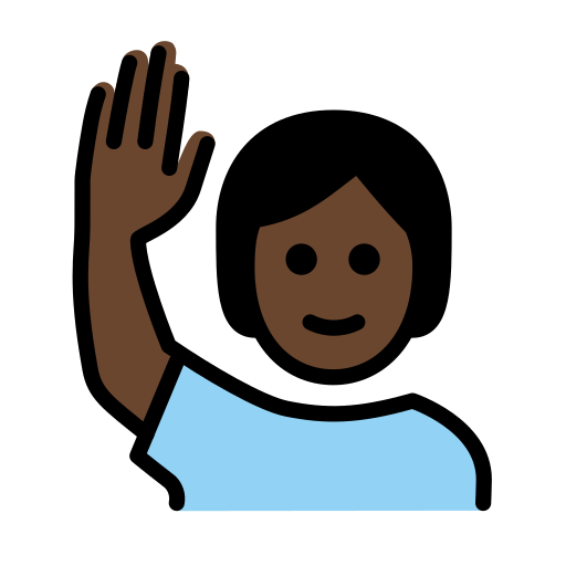 Person Raising Hand: Dark Skin Tone