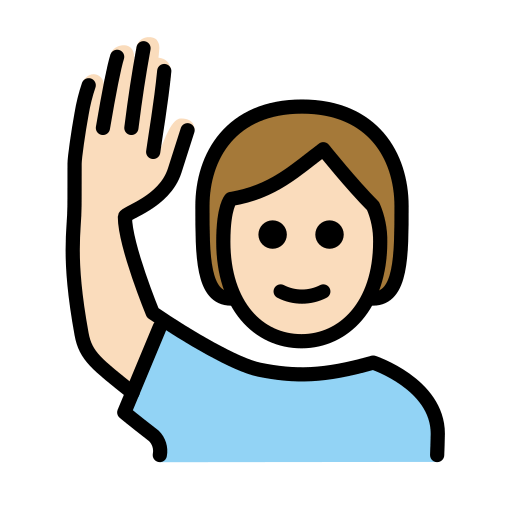 Person Raising Hand: Light Skin Tone