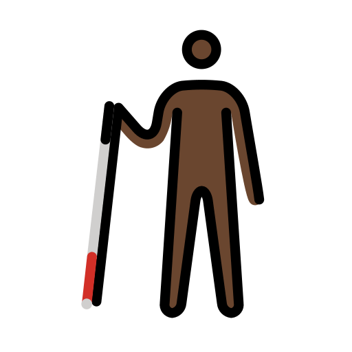 Person with White Cane: Dark Skin Tone