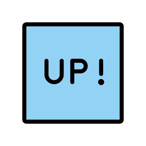 Schriftzug „Up!“ Im Blauen Quadrat Schriftzug „Up!“ Im Blauen Quadrat