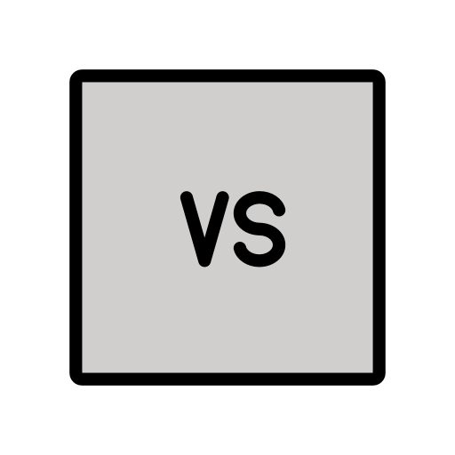 Schriftzug „VS“ In Orangem Quadrat Schriftzug „VS“ In Orangem Quadrat