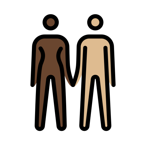 Woman and Man Holding Hands: Dark Skin Tone, Medium-Light Skin Tone
