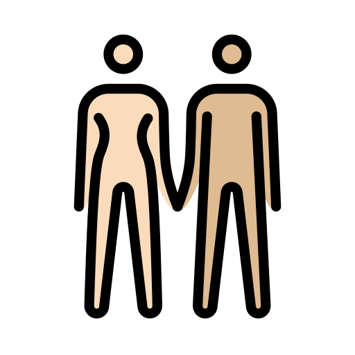 Woman and Man Holding Hands: Light Skin Tone, Medium-Light Skin Tone