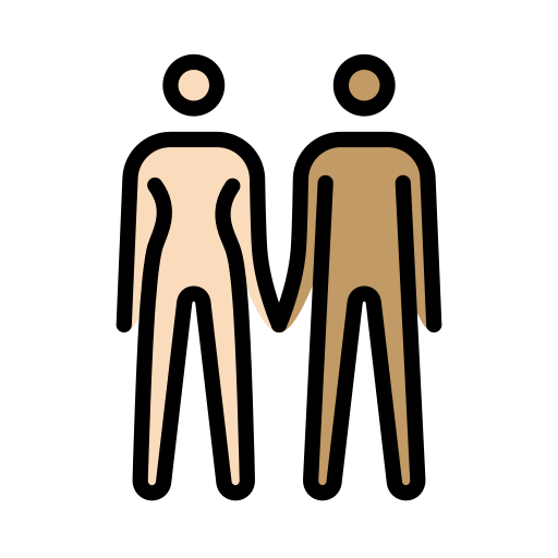 Woman and Man Holding Hands: Light Skin Tone, Medium Skin Tone