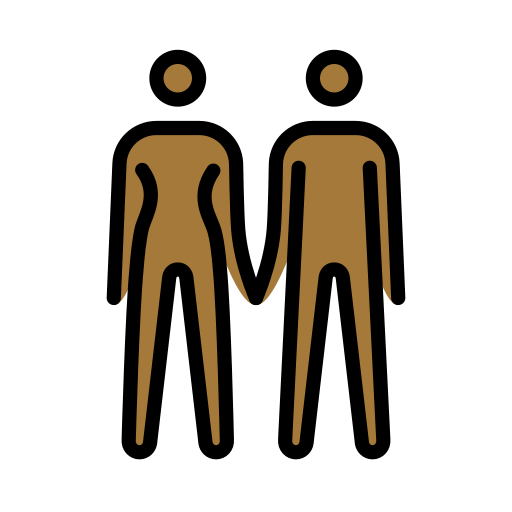 Woman and Man Holding Hands: Medium-Dark Skin Tone