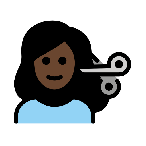 Woman Getting Haircut: Dark Skin Tone