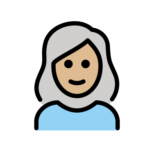 Woman: Medium-Light Skin Tone, White Hair