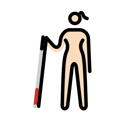 Woman with White Cane: Light Skin Tone