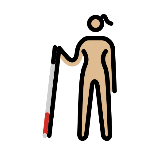 Woman with White Cane: Medium-Light Skin Tone