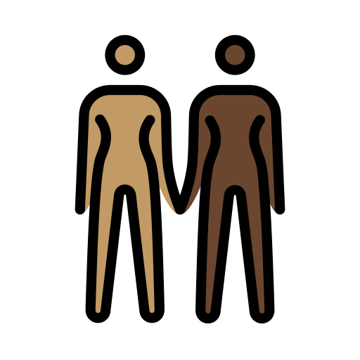 Women Holding Hands: Medium Skin Tone, Dark Skin Tone