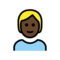Person: Dunkle Hautfarbe, Blondes Haar