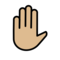 Erhobene Hand: Mittelhelle Hautfarbe