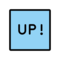 Schriftzug „Up!“ Im Blauen Quadrat