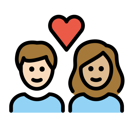Paar mit Herz: Person, Person, Helle Hautfarbe, Mittelhelle Hautfarbe