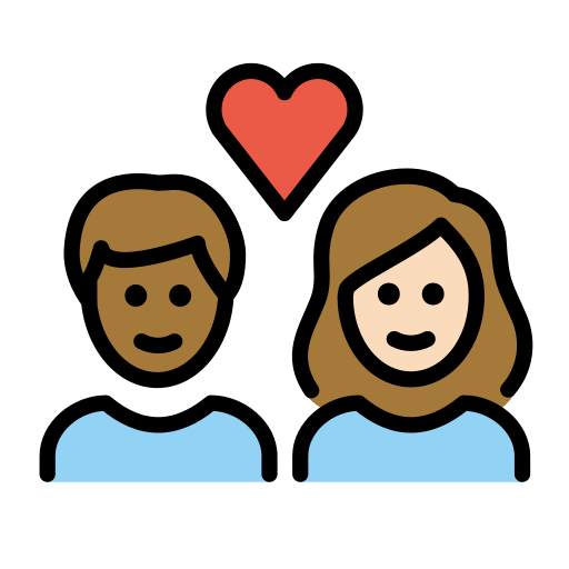 Paar mit Herz: Person, Person, Mitteldunkle Hautfarbe, Helle Hautfarbe