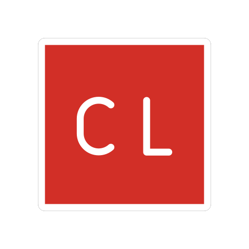 Großbuchstaben CL In Rotem Quadrat Großbuchstaben CL In Rotem Quadrat