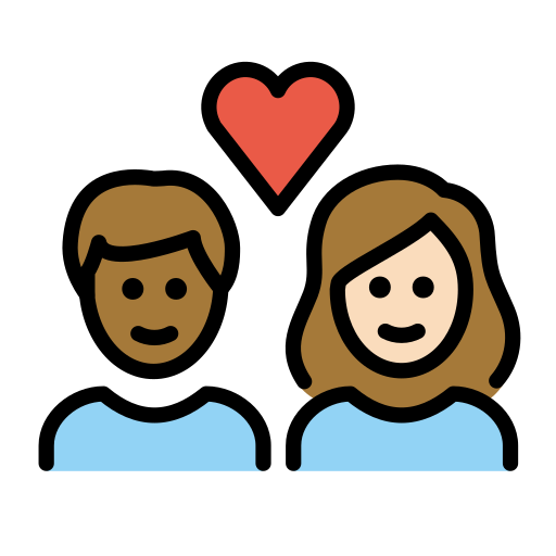 Paar mit Herz: Person, Person, Mitteldunkle Hautfarbe, Helle Hautfarbe