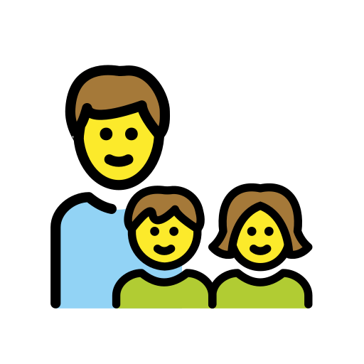 Familie: Mann, Mädchen, Junge