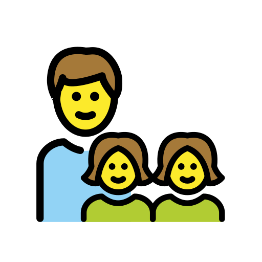 Familie: Mann, Mädchen, Mädchen