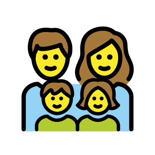 Familie: Mann, Frau, Mädchen, Junge