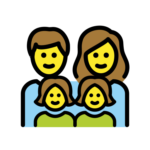 Familie: Mann, Frau, Mädchen, Mädchen