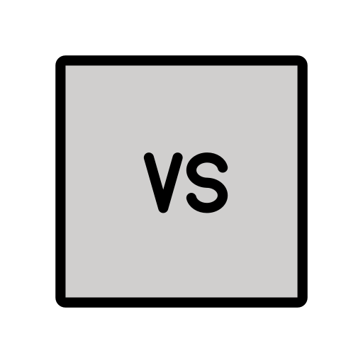 Schriftzug „VS“ In Orangem Quadrat Schriftzug „VS“ In Orangem Quadrat