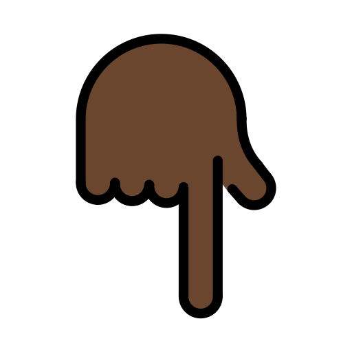 Указывающий вниз палец: очень темный тон кожи для OpenMoji 15.1