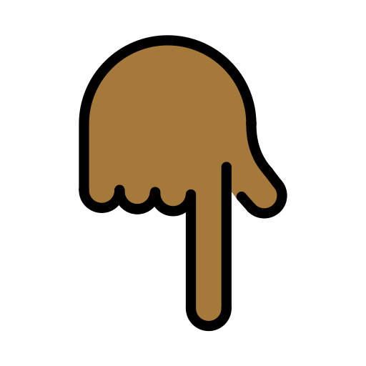 Указывающий вниз палец: темный тон кожи для OpenMoji 15.1